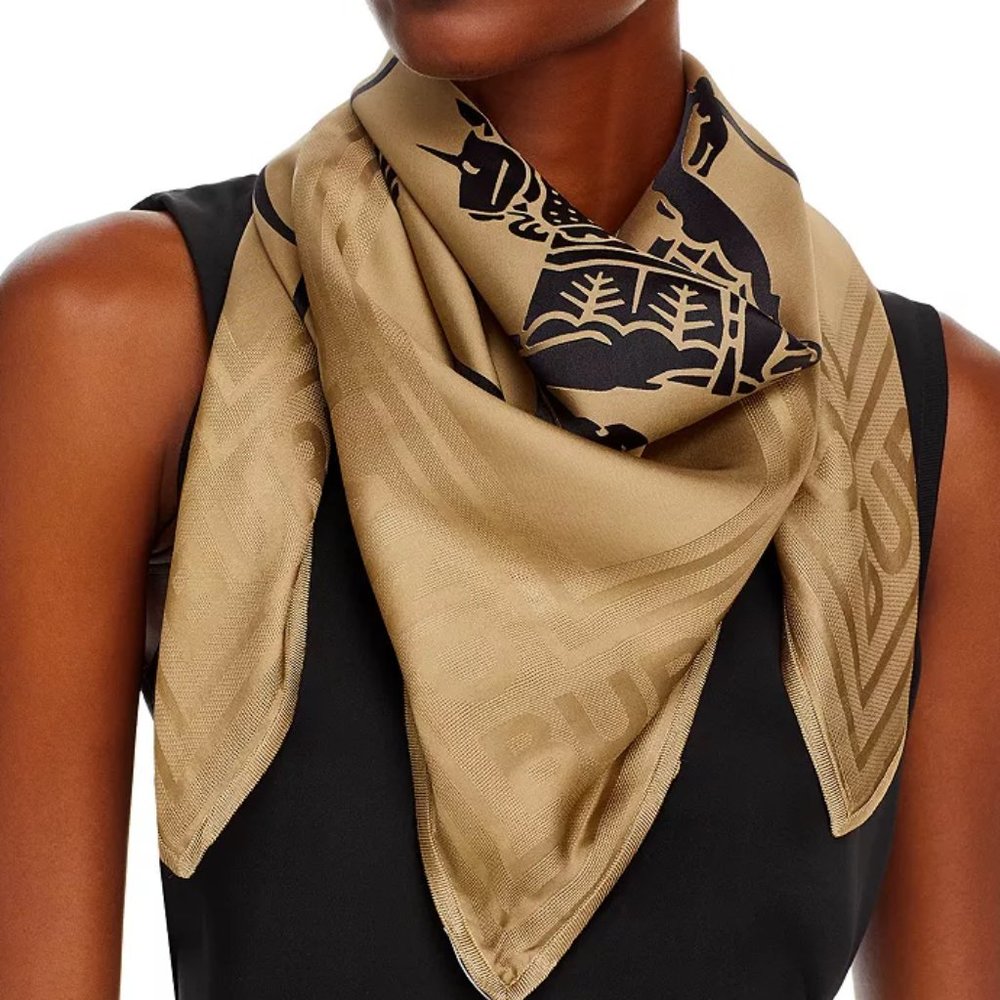 BURBERRY Silk Jacquard Square Scarf - NEW